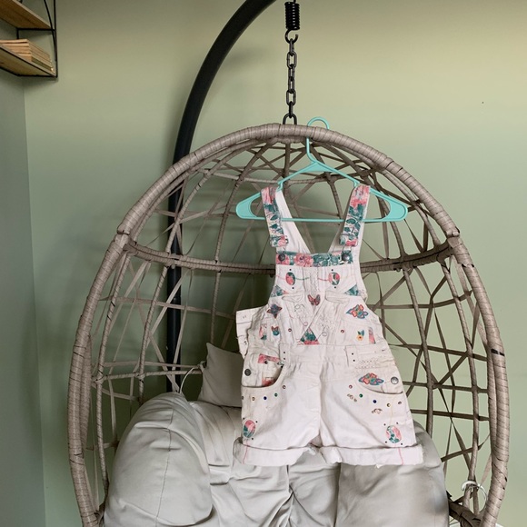 “Kidcore” Vintage white jean romper overalls - white overalls - Jean shortalls - Picture 1 of 10